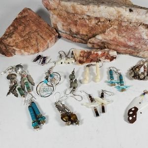 12 Pair Vintage Native American Earrings